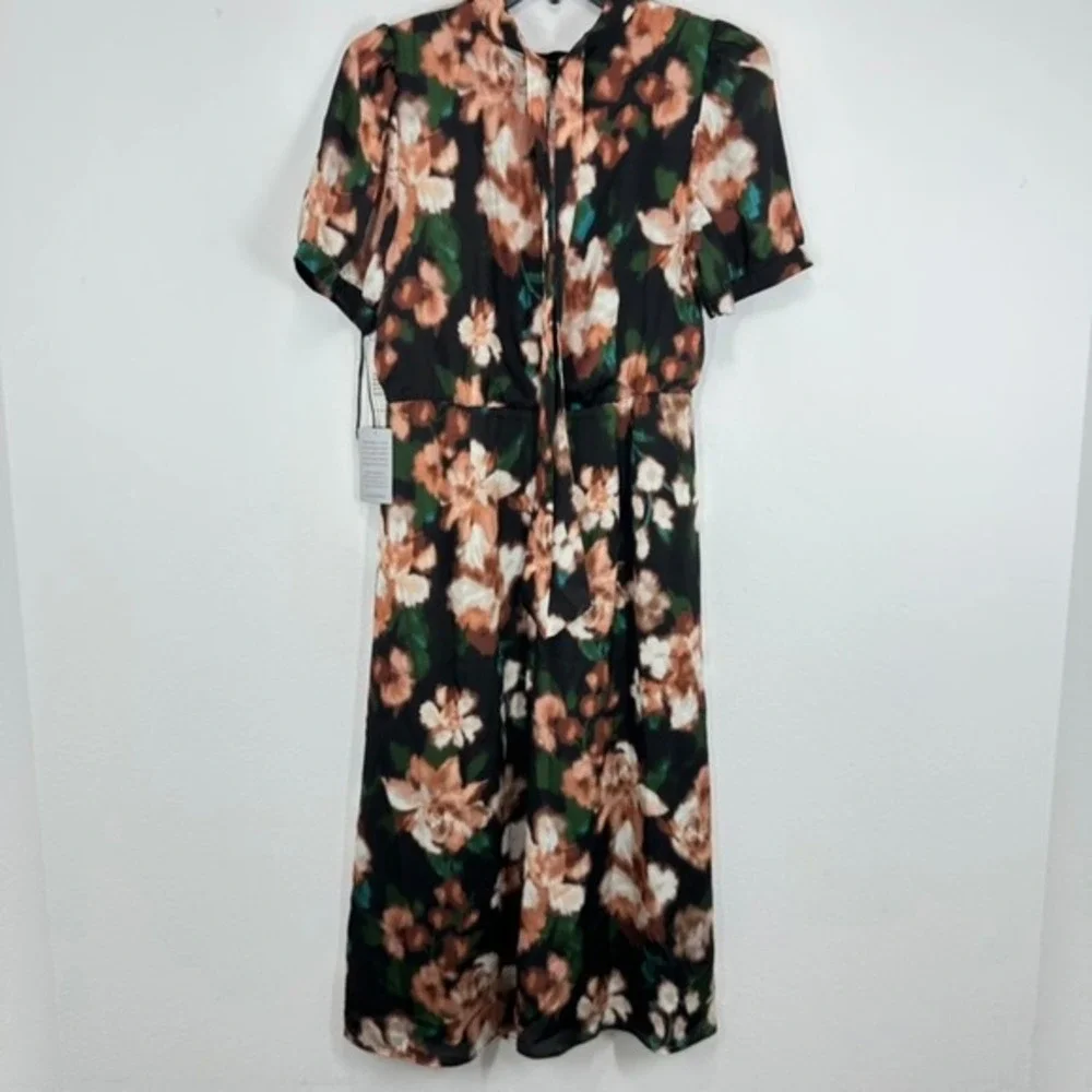 Julia Jordan Women's Midi Dress Size 12 Floral Black Multi Short Sleeve Wedding - Picture 11 of 15